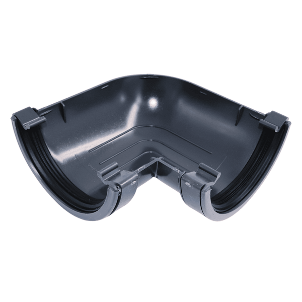 Grey Aquaflow 112mm Half Round Gutter Angle 90° - installed