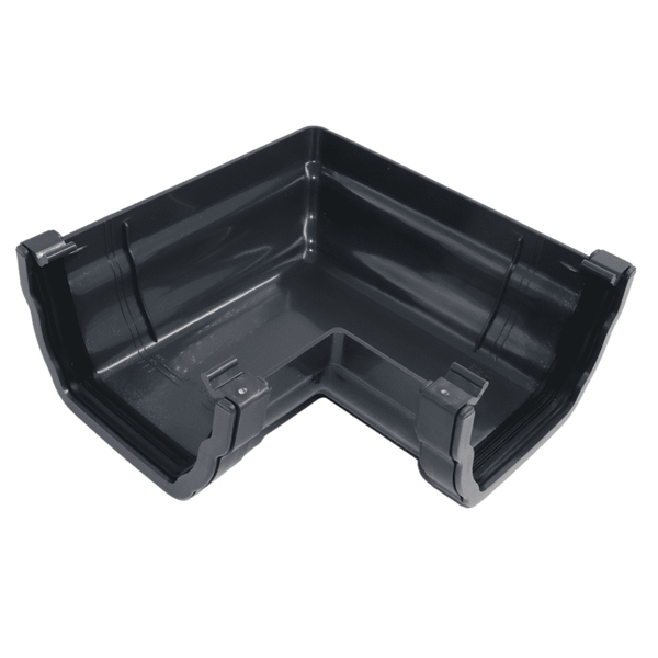 black 90 degree ogee gutter angle - installed
