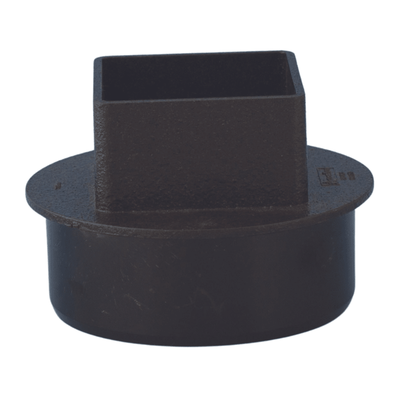 Aquaflow 65mm Square Cast Iron Effect Pipe to Round 110mm Soil Pipe Adaptor