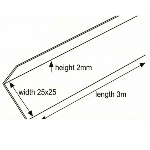 Aquacel uPVC Rigid Angle Trim drawing 25x25 - installed