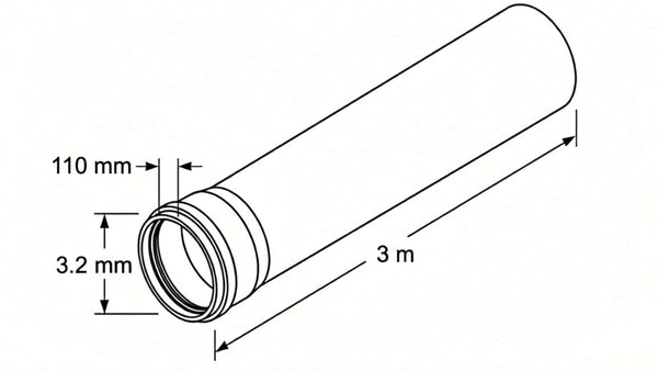 Aquaflow 110mm Single Socket Pipe drawing - installed