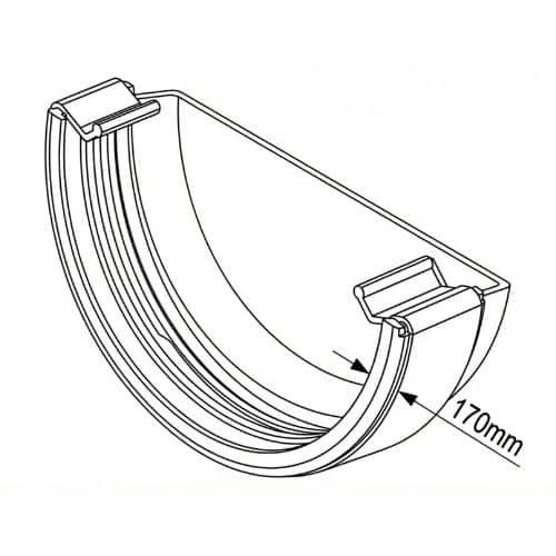 Aquaflow 170mm Half Round External Stop End drawing (2) - installed
