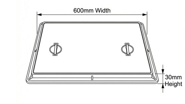 Aquaflow 24x18 Galvanised Manhole Cover & Frame drawing - installed