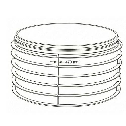 Aquaflow 470mm Inspection Chamber Raising Piece Drawing (2) - installed