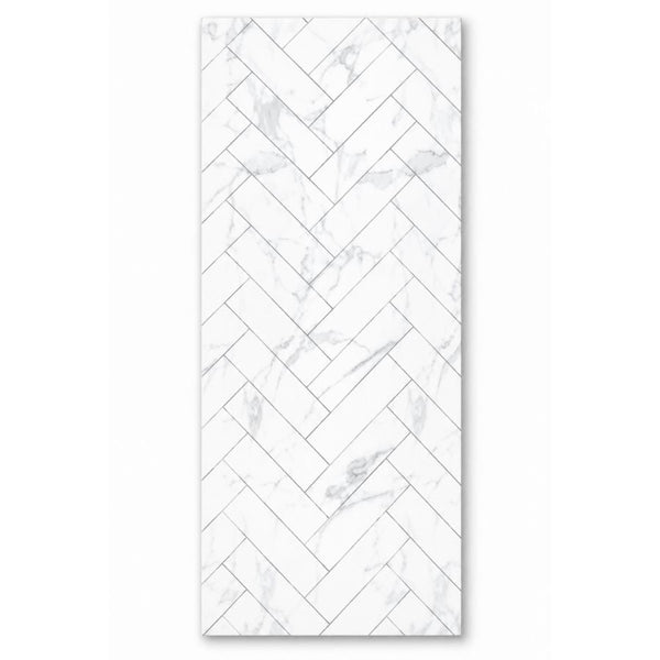 Matt White & Grey Veined Effect Chevron Wall Panel 250mm x 2.6m x 8mm (Pack of 4)