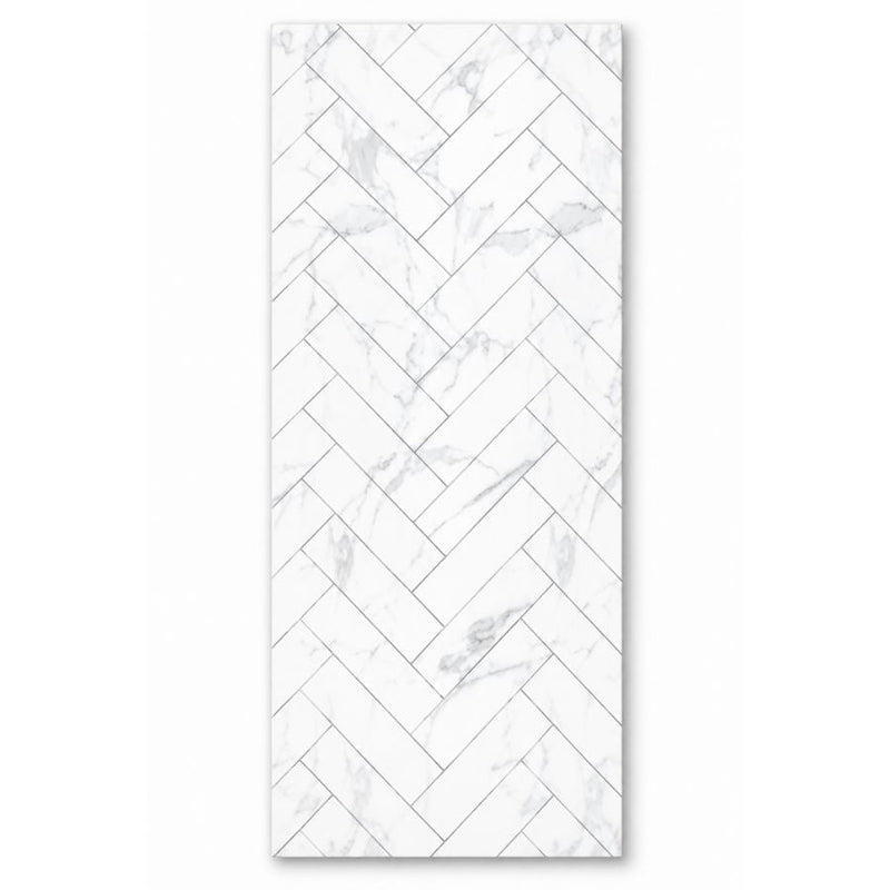 Matt White & Grey Veined Effect Chevron Wall Panel 250mm x 2.6m x 8mm (Pack of 4)