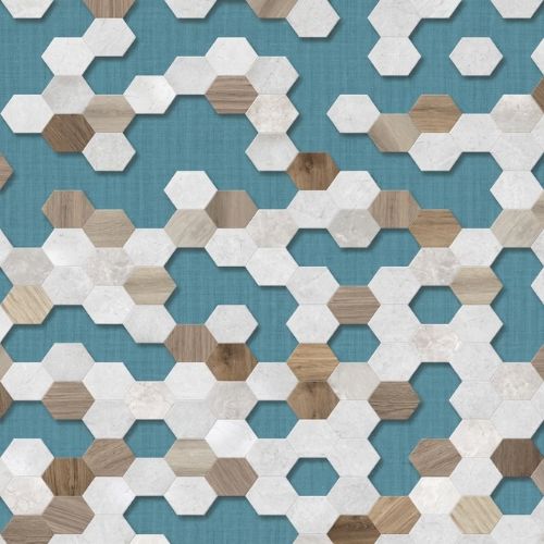 Hexagon Dream Aqua Wall Panel 1000mm x 2.4m x 10mm - installed