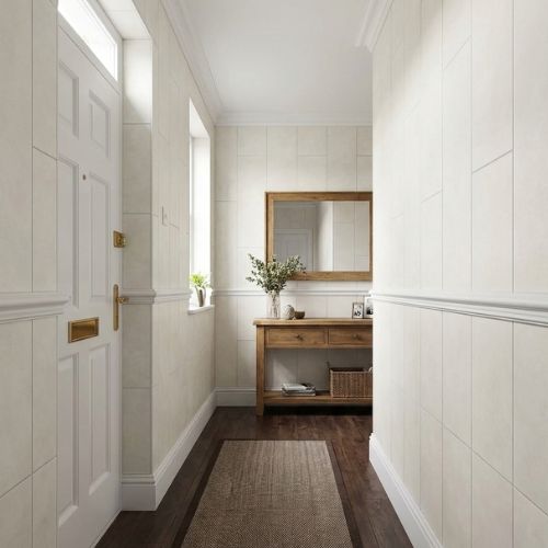 Klassic Tile Light Grey Wall Panel 250mm x 2.6m x 8mm (Pack of 4) - installed