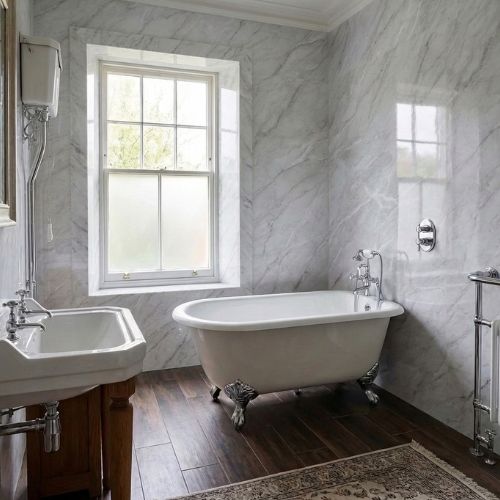 Duraklad Wall Panel 8mm x 400mm x 2.6m Multi Tile Medium Dark Grey - installed