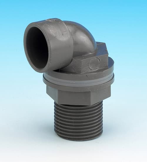 Aquaflow 21.5mm Bent Compression Tank Connector - Grey (OFBCTCG) - installed