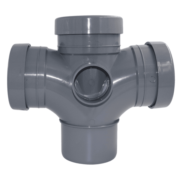Aquaflow 110mm Push Fit Soil 92.5° Double Branch (Double Tee) - installed