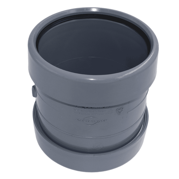 Aquaflow Single Socket 110mm Push Fit Soil Pipe Coupler Slip - installed