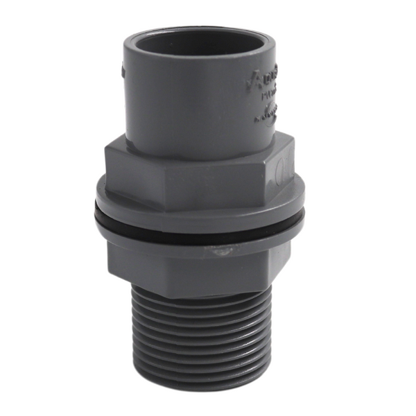 Aquaflow 21mm Straight Compression Tank Connector - Grey (OFSCTCG) - installed