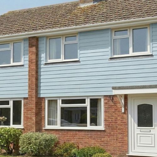 Duraklad Double Embossed Sky Blue Wall Cladding | 333mm x 5m x 7mm - installed