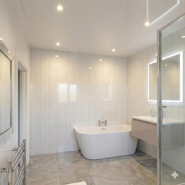 White Gloss Wall Panel 1000mm x 2.4m x 10mm - installed