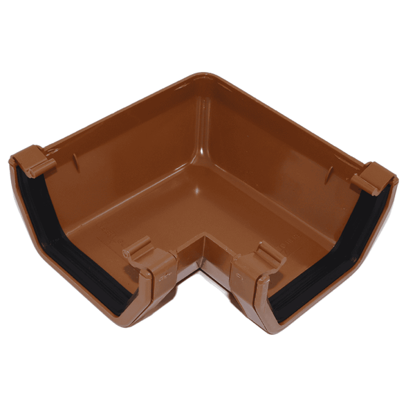 Light Brown Square Gutter Angle 90° - installed