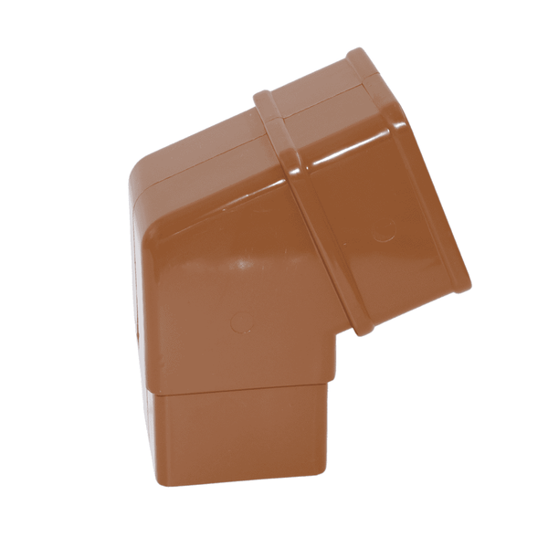 Light Brown Aquaflow Square 92.5° Offset Bend Downpipe - installed