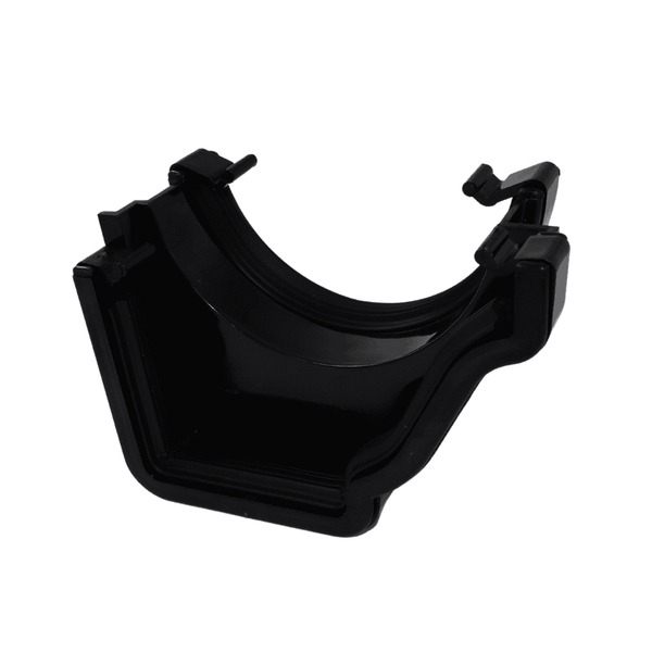 black Aquaflow Right Hand Half Round To Ogee Adaptor - installed