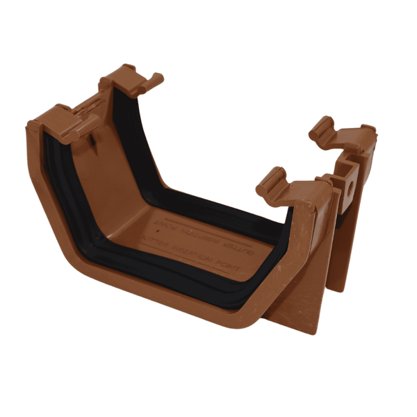 Brown Aquaflow 114mm Square Gutter Union Bracket - installed
