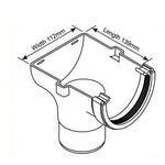 Aquaflow 112mm Half Round Gutter Stop End Outlet drawing