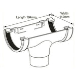 Aquaflow 112mm Half Round Running Outlet Gutter drawing