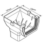 Aquaflow 114mm Square Gutter Stop End Outlet Drawing
