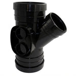 Aquaflow 160mm Pipe Triple Socket Tee 135° Branch Black