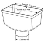 Aquaflow Black Guttering 110mm Outlet Hopper – 170mm drawing