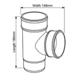 Aquaflow Round Plastic 112.5° Downpipe Y-Branch Drawing