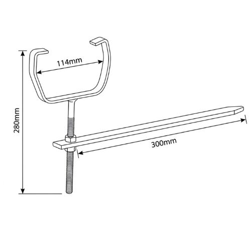 Aquaflow Square Steel Rise & Fall Bracket drawing - installed