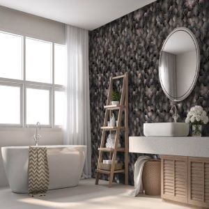 Black Hex Marble 1000mm Shower Panels - installed