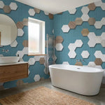 Hexagon Dream Aqua Tile Effect Wall Panel | 250mm x 2.6m x 8mm (Pack of 4)