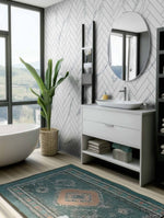 Matt White & Grey Veined Effect Chevron Wall Panel 250mm x 2.6m x 8mm (Pack of 4)