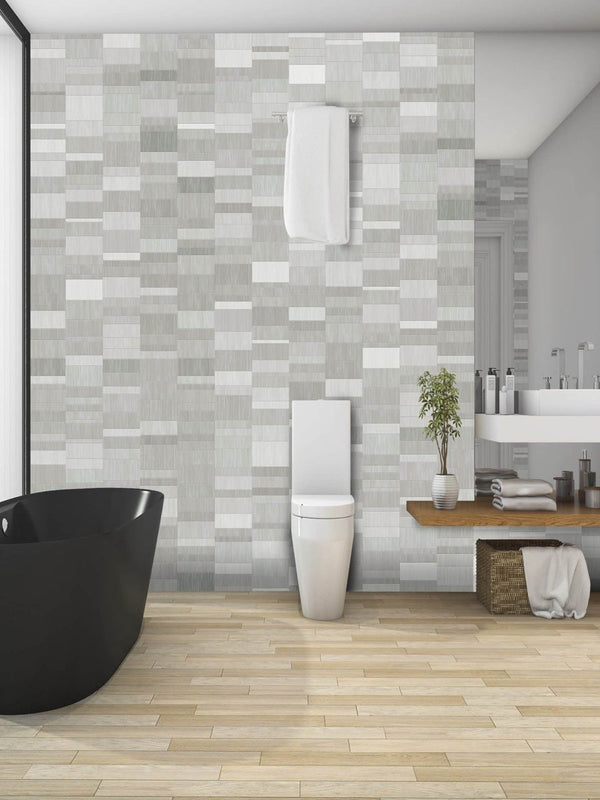 Nassau Silver Brick Wall Panel 250mm x 2.6m x 8mm (Pack of 4) - installed