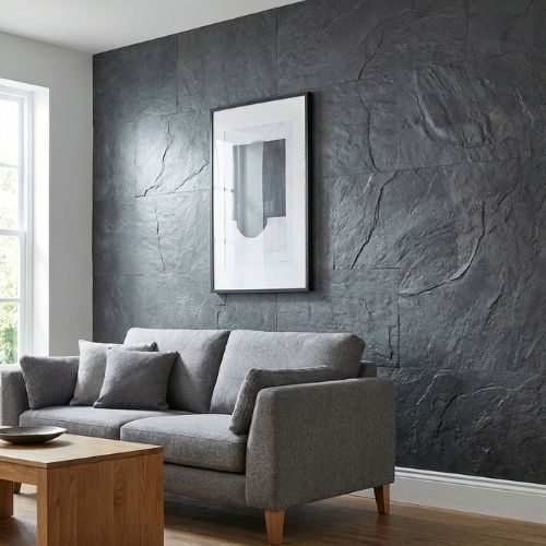 Quartz Anthracite Grey Wall Panel 1000mm x 2.4m x 10mm - installed