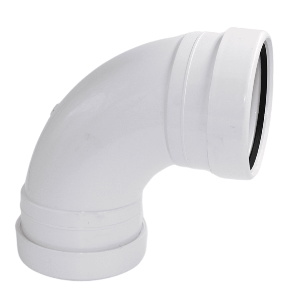 Aquaflow 110mm Push Fit Soil Pipe Double Socket Bend 92.5° - installed