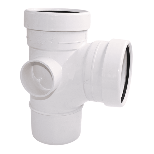 Aquaflow 110mm Push Fit Soil  Double Socket Branch 92.5° - installed