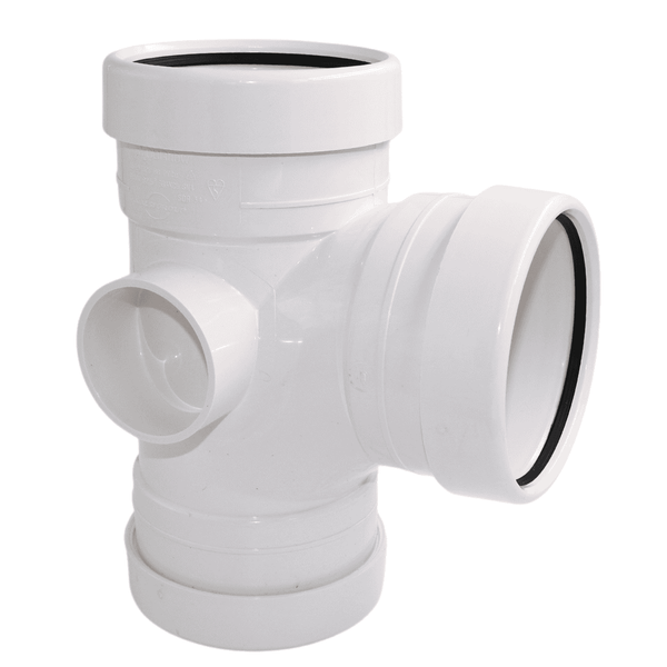 Aquaflow 110mm 92.5° Triple Socket Branch - installed