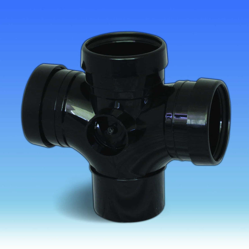 Aquaflow 110mm Push Fit Soil  92.5° Double Branch (Double Tee)