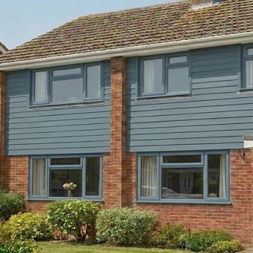 Duraklad Double Embossed Empire Blue Wall Cladding | 333mm x 5m x 7mm - installed