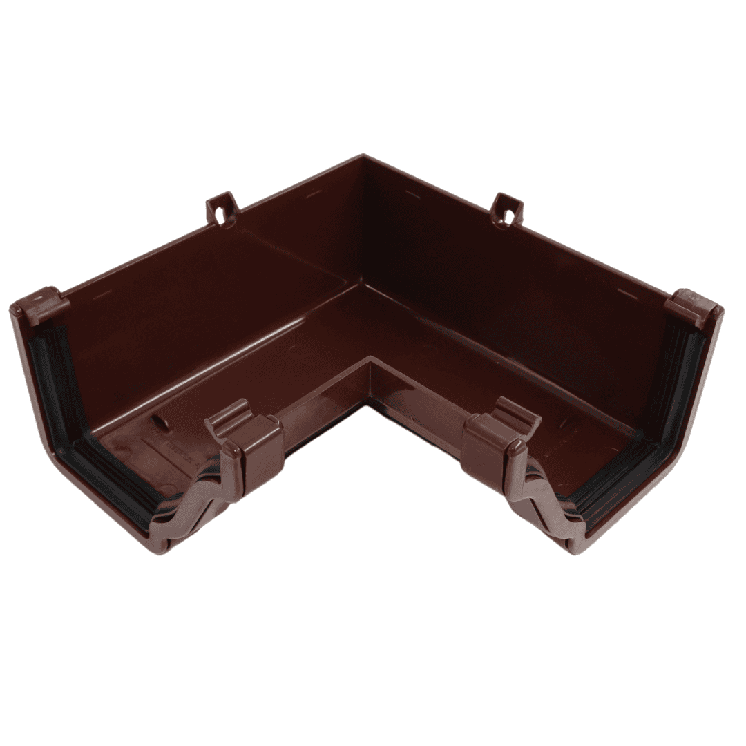 dark brown Aquaflow 130mm Internal 90° Ogee Gutter Angle