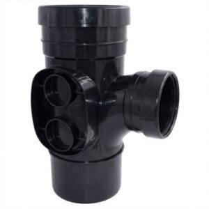 Aquaflow 160mm Double Socket Tee 92.5° Black