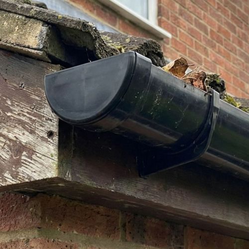 Aquaflow 170mm Half Round External Stop End Fitted onto Pipe