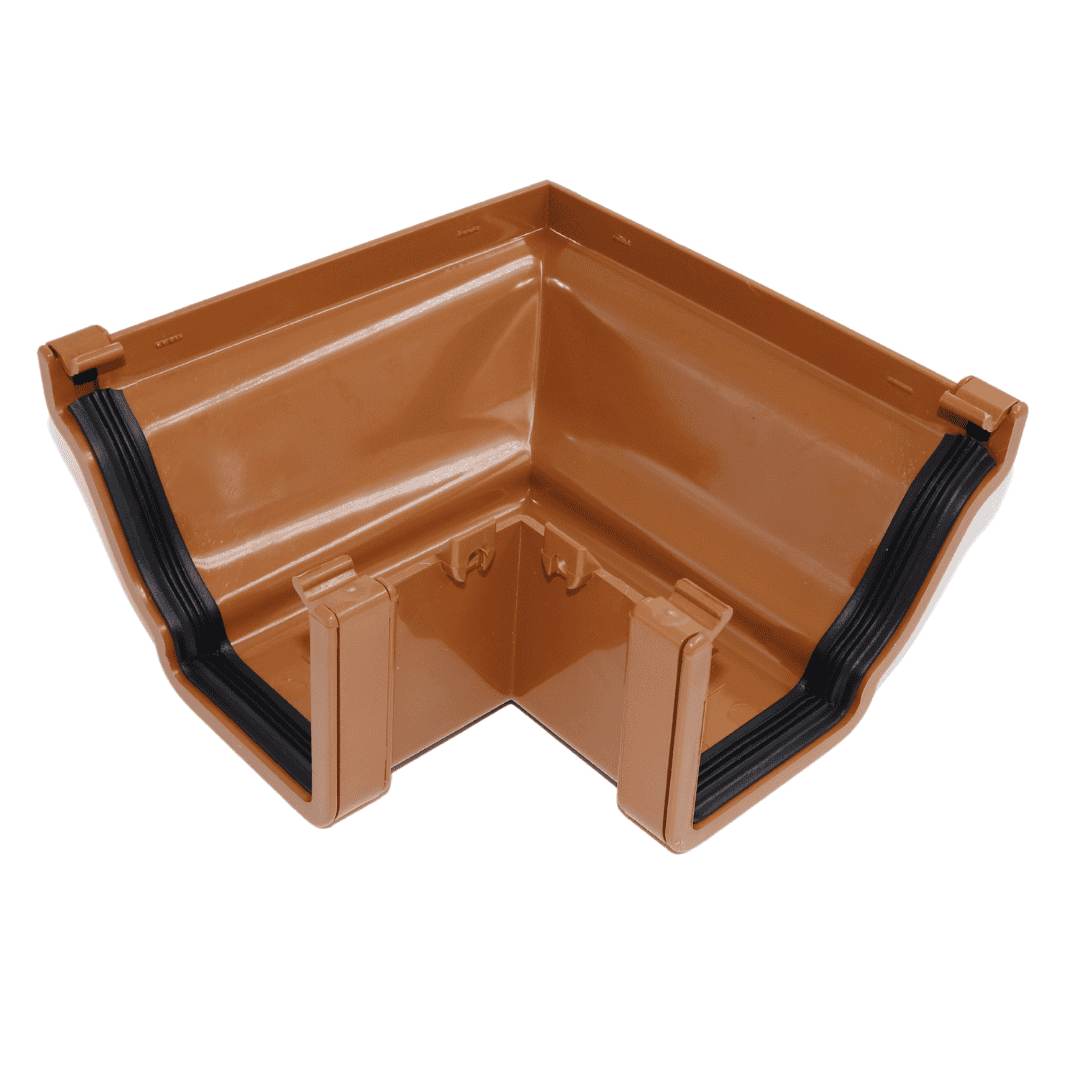 light brown Aquaflow 130mm External 90° Ogee Gutter Angle
