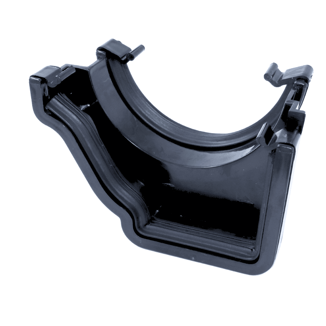 black left hand half round ogee square gutter adaptor