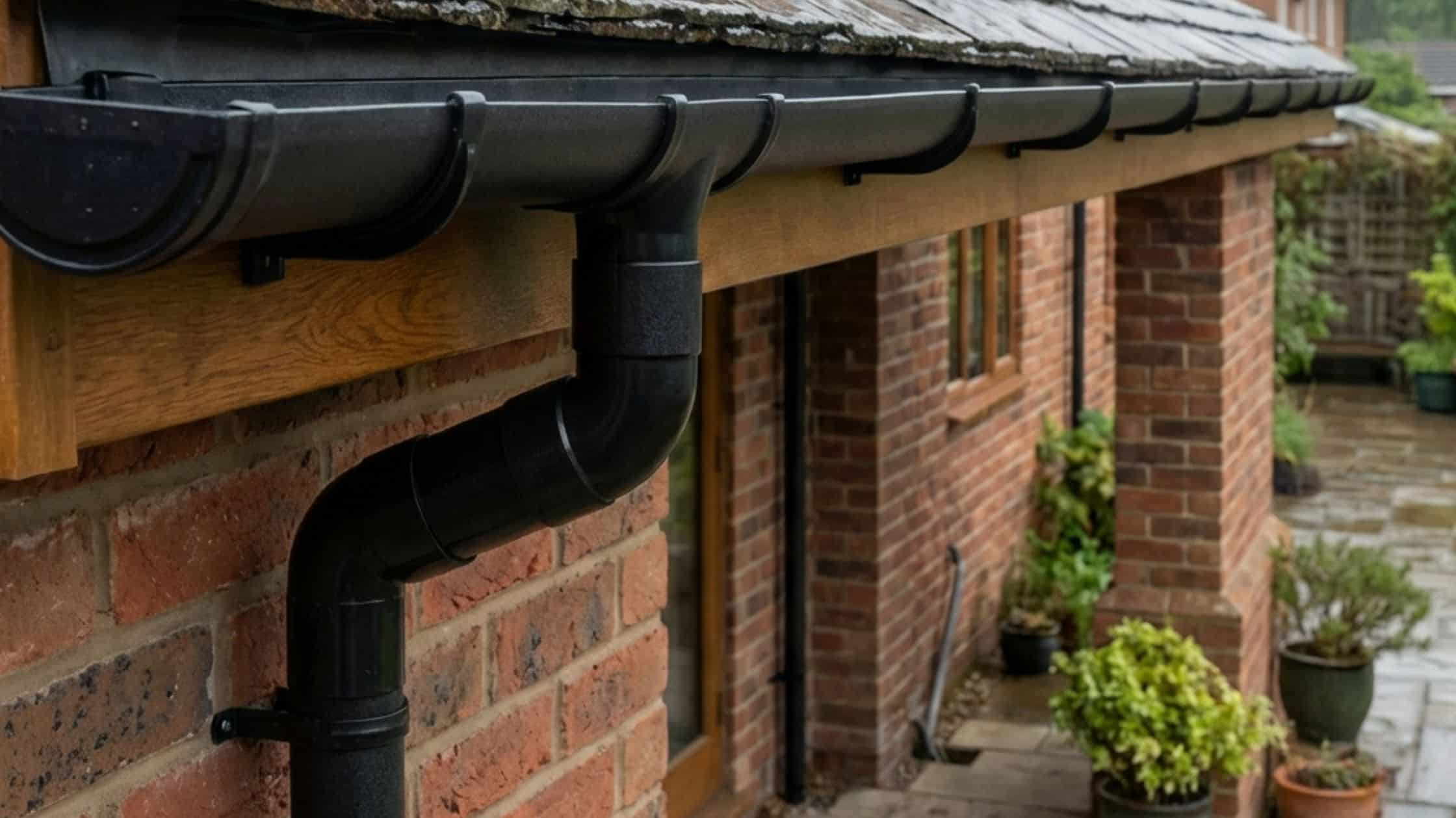 68mm cast iron pipe fitted onto guttering system