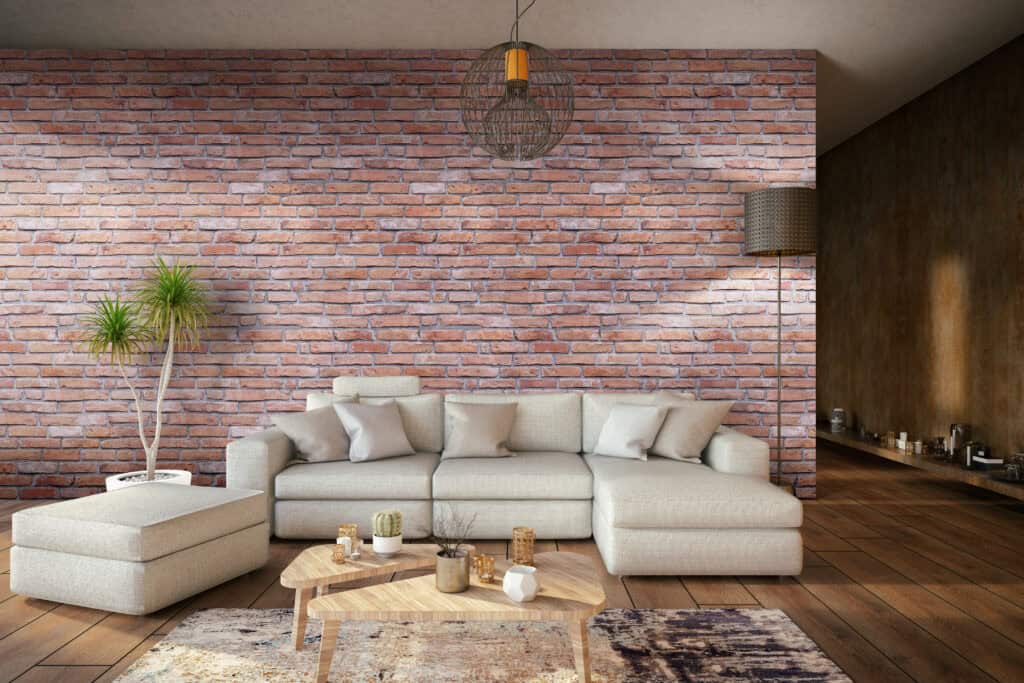Traditional red brick effect internal wall cladding
