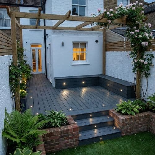 Composite decking fitted in back garden
